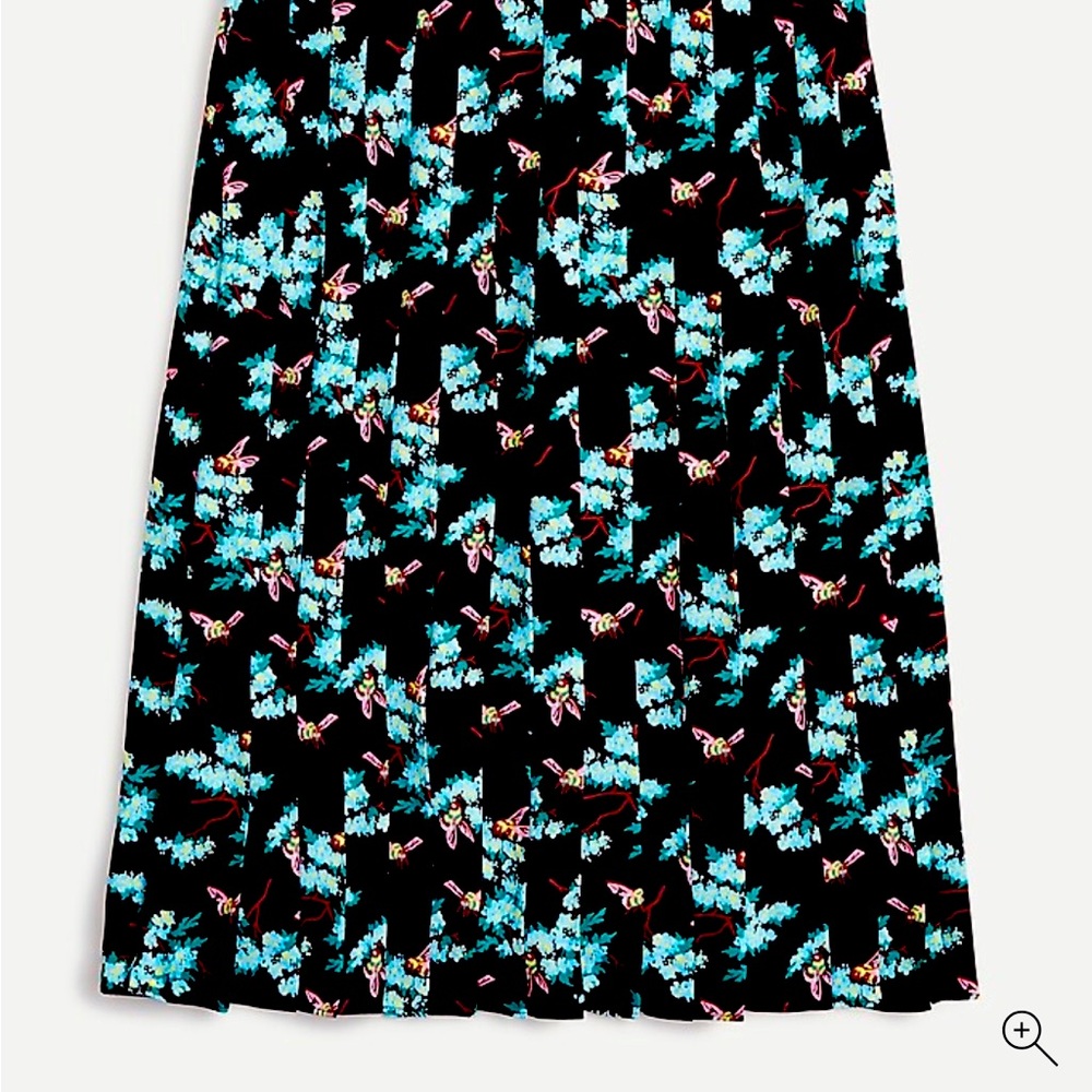 J Crew Pleated Midi Skirt In Botanical Bees Print